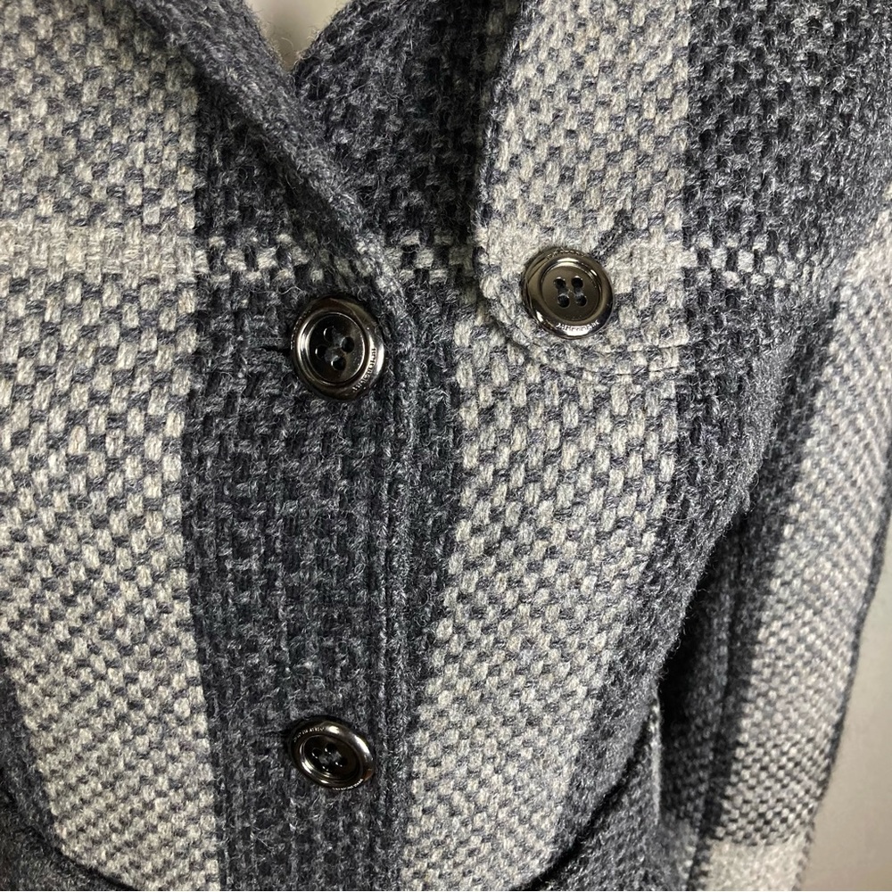 Burberry long trench coat women's size 6 plaid wool belted gray winter - Picture 7 of 16